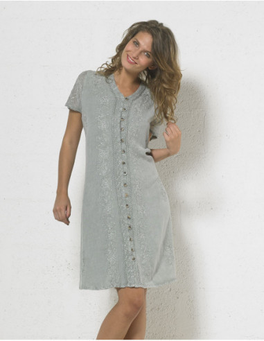 Rayon dress with short sleeves