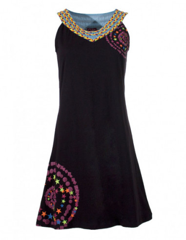 Robe courte unie motif mandala