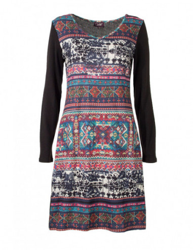 Black and ethnic print dress