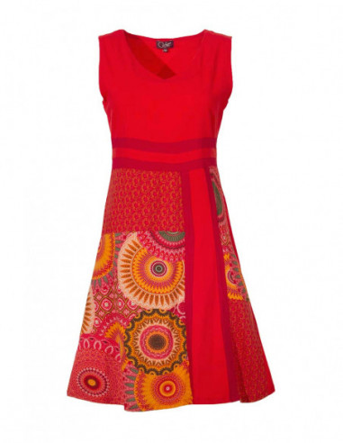 Two-tone dress with colorful patterns