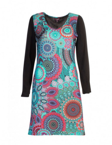 Winter dress with circular and colorful