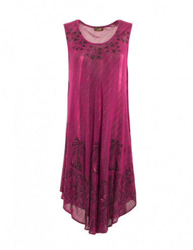 Dress with metallic tie and dye edging