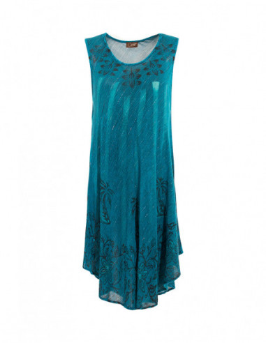 Dress with metallic tie and dye edging