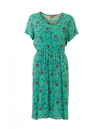 Robe mi-longue à manches courtes pour l'été avec imprimé féminin fleuri