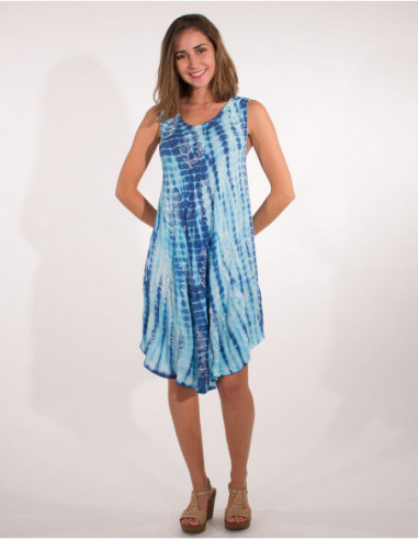 Robe courte de plage femme tie and dye gris