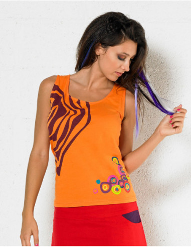 Original orange tank top with baba cool pattern for summer