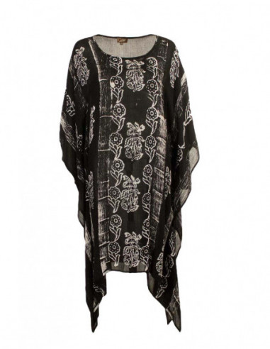 Poncho de plage grande taille noir et blanc