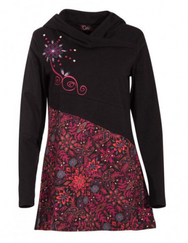 Black raspberry tunic with hood