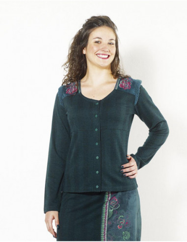 Embroidered women's jacket with buttons