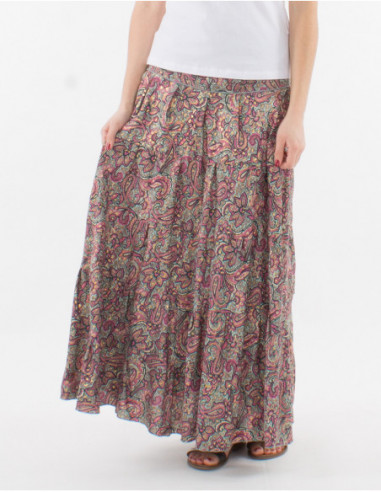 Long skirt with golden floral paisley