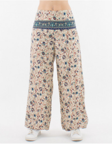 Pants with floral oriental pattern