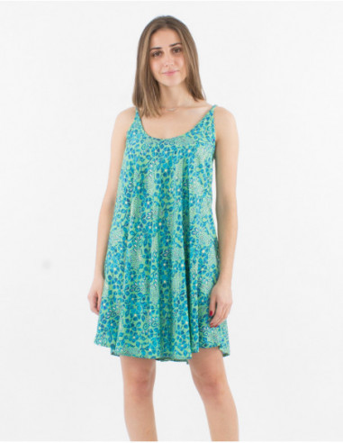 Short floral bohemian trapeze dress