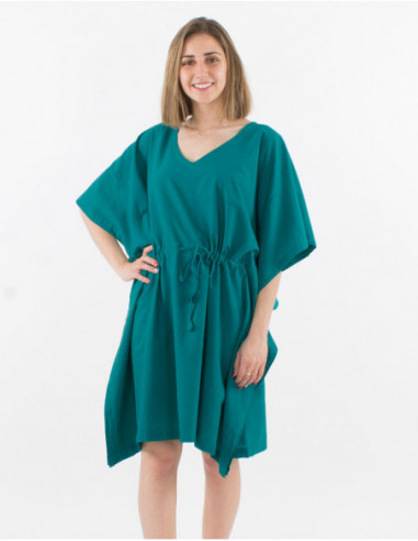 Tunique unie style kaftan en coton