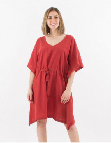 Tunique unie style kaftan en coton