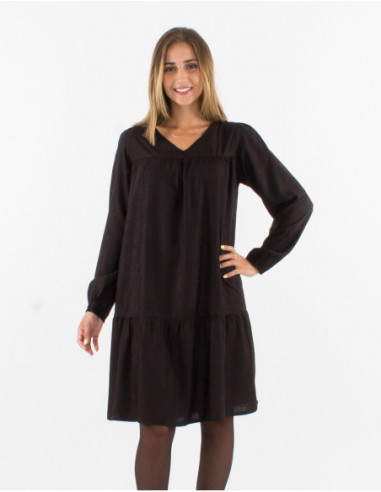 Robe unie satinée motif cachemire