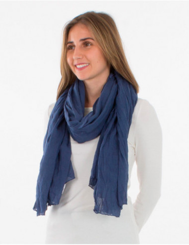 Basic summer scarf in crumpled fabric for women