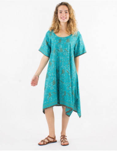 Women's wide beach dress with ethnic pattern