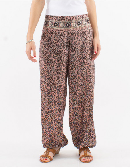 baroque-pattern print trousers