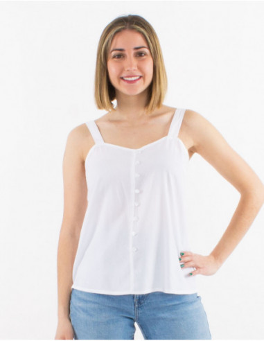 Chic plain tank top with buttons