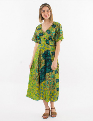 Robe midi originale patchwork colorée