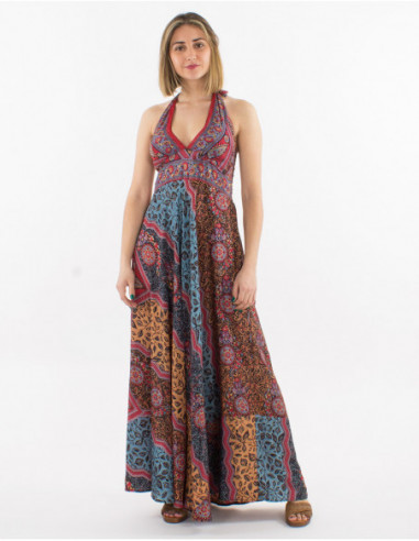 Original summer halter dress with African pattern