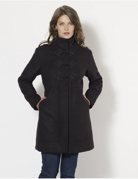 black fur wool coat