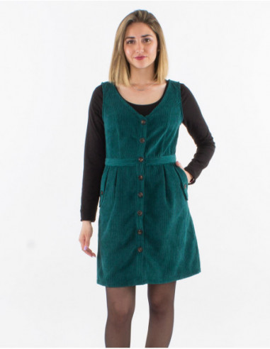 Robe chasuble courte chic en velours uni