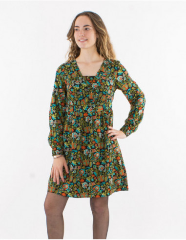 Robe courte patineuse rétro 70's fleurie