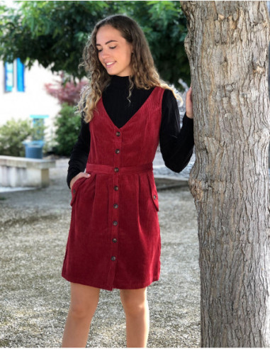 Robe chasuble courte chic en velours uni