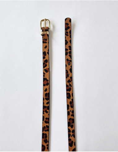 Thin leopard print belt