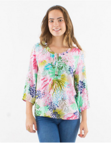 Tropical loose blouse in viscose