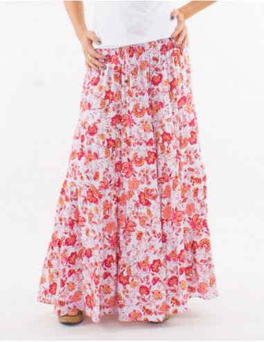 Bohemian viscose floral long skirt