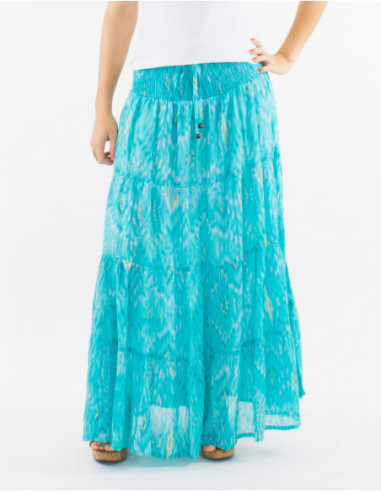 Long summer skirt pastel aztec pattern