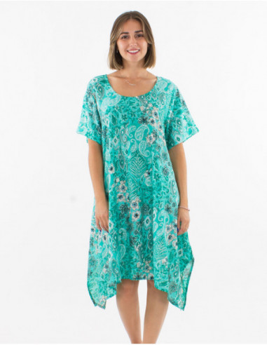 Robe plage asymétrique motif cachemire