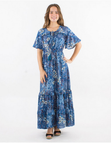 Boho style ruffled maxi dress