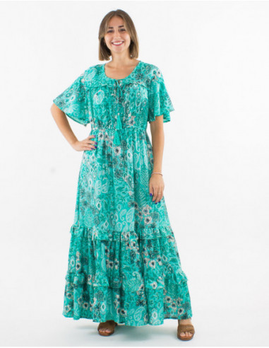 Boho style ruffled maxi dress