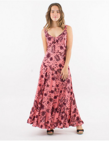 Long dress with plant pattern