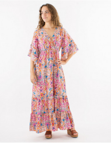 Robe bohème motif cachemire pastel