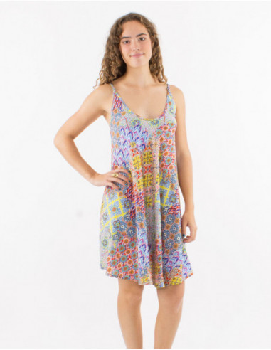 Colorful patchwork Flared Summer Dress