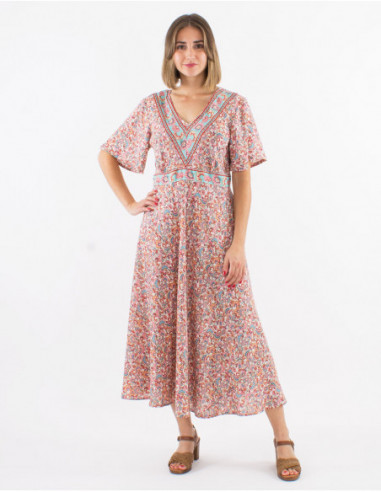 Robe midi romantique bohème liberty