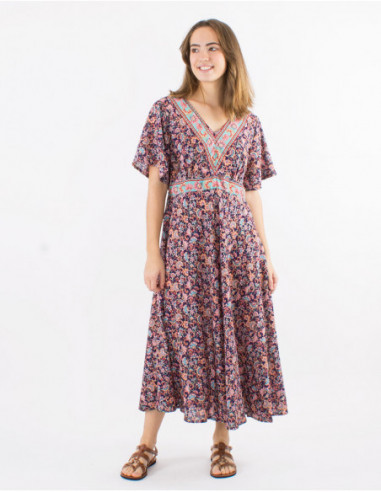 Robe midi romantique bohème liberty