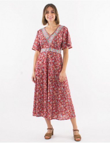 Robe midi romantique bohème liberty