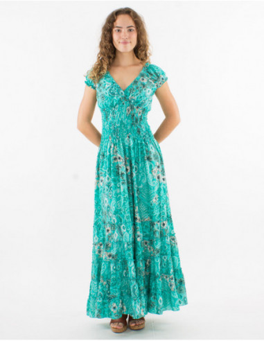 Long boho dress smock at the waist