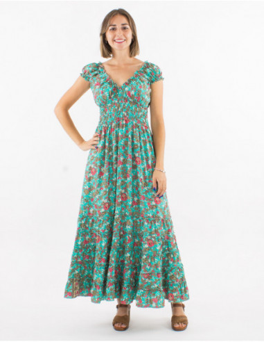 Romantic long dress with elastics