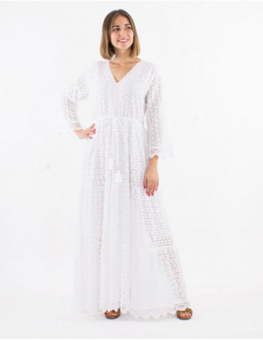 Robe longue d'été en broderie anglaise