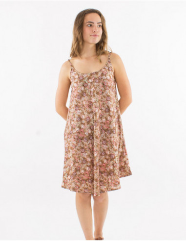 Floral boho strapless flared dress