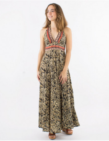 Robe longue d'été dos nu style bohème