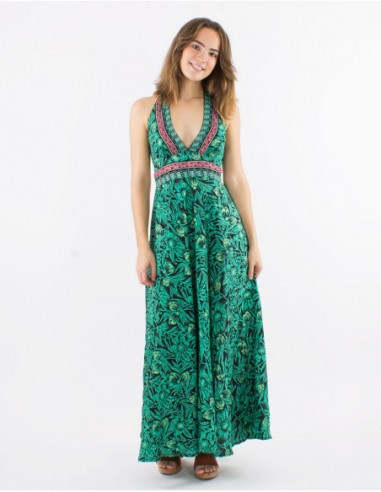 Robe longue d'été dos nu style bohème