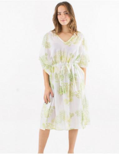 Robe de plage kaftan pastel dorée