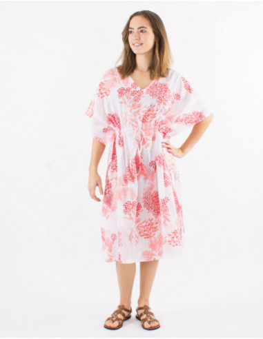 Robe de plage kaftan pastel dorée